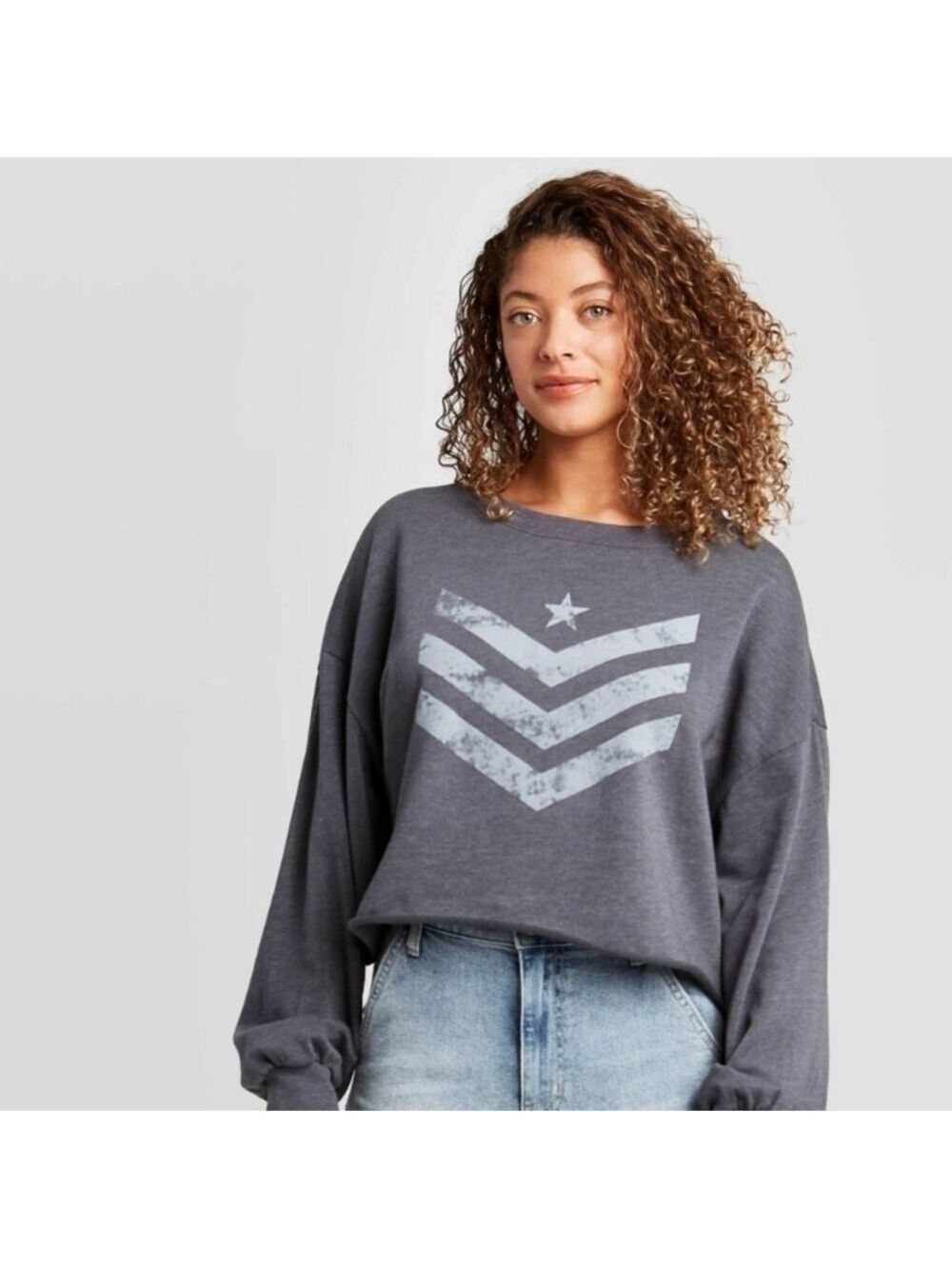 Grayson Threads cropped gray sweatshirt size Large